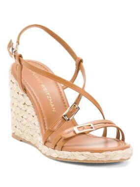 STUART WEITZMAN Made In Spain Leather Georgie Espadrille Wedge Sandals